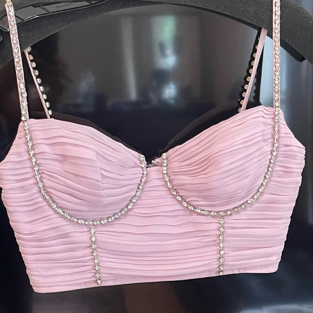 Self-Portrait chiffon bustier cropped top